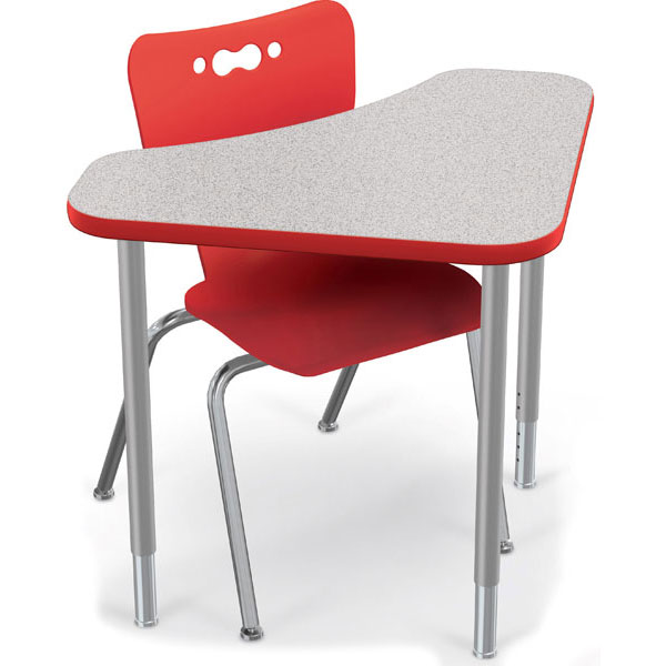 Boomerang Desk Bundle - Six Desks + Six 16"H Hierarchy Chairs by Mooreco