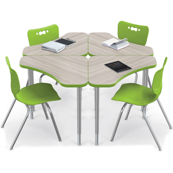 Boomerang Desk Bundle - Six Desks + Six 16"H Hierarchy Chairs by Mooreco