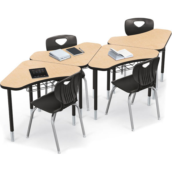 Boomerang Desk Bundle - Six Desks + Six 18"H Hierarchy Chairs by Mooreco
