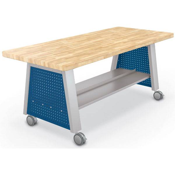 Compass Makerspace Table with Butcher Block Top - 72"W x 30"D x 29.6"H by Mooreco