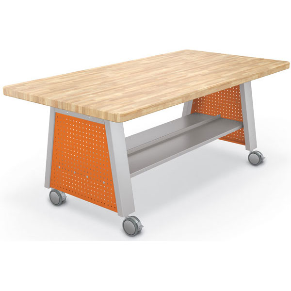 Compass Makerspace Table with Butcher Block Top - 72"W x 36"D x 29.6"H by Mooreco