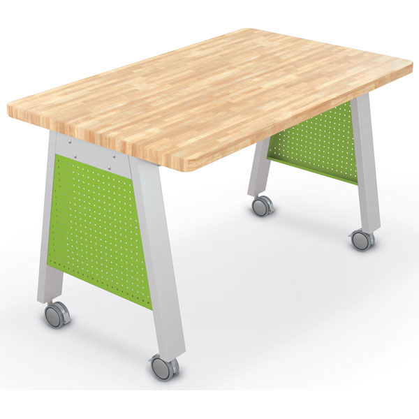 Compass Makerspace Table with Butcher Block Top - 60"W x 36"D x 36.6"H by Mooreco