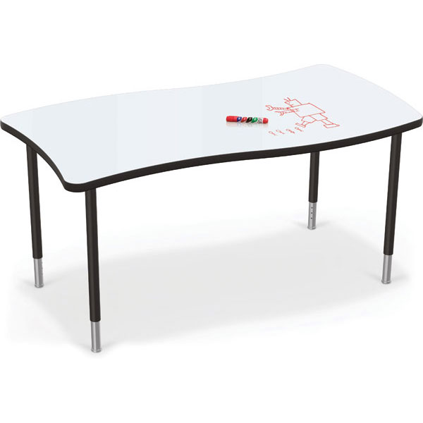 Creator Dry Erase Table Bundle - 2x Wavy Rectangle Tables + 8x 16" Hierarchy Chairs by Mooreco