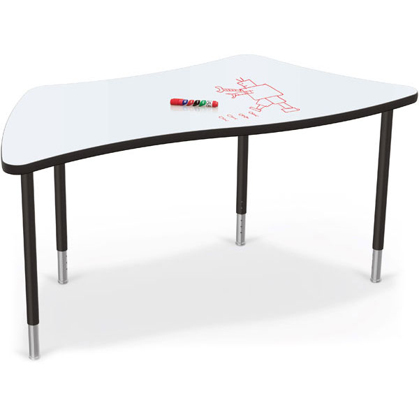 Creator Dry Erase Table Bundle - 2x Wavy Trapezoid Tables + 6x 16" Hierarchy Chairs by Mooreco