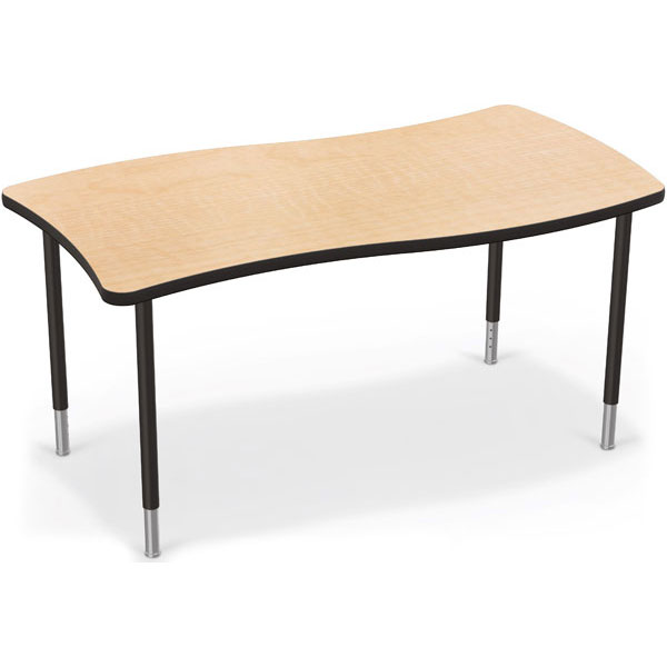 Creator Table Bundle - 1x Wavy Rectangle Table + 2x Half Round Tables + 8x 16" Hierarchy Chairs by Mooreco