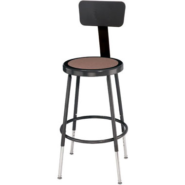 19"-27"H Adjustable Stool with Back and Hardboard Seat