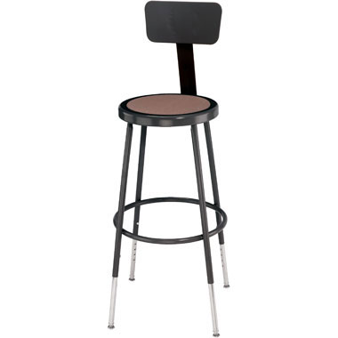 25"-33"H Adjustable Stool with Back and Hardboard Seat