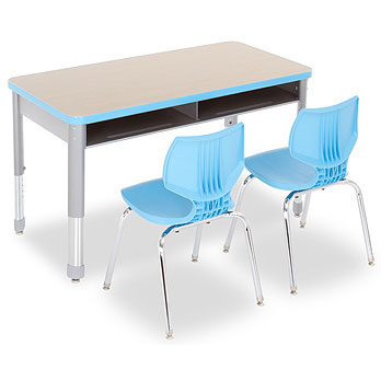 Interchange Two-Student Open Front Desk 48"W x 24"D by Smith System