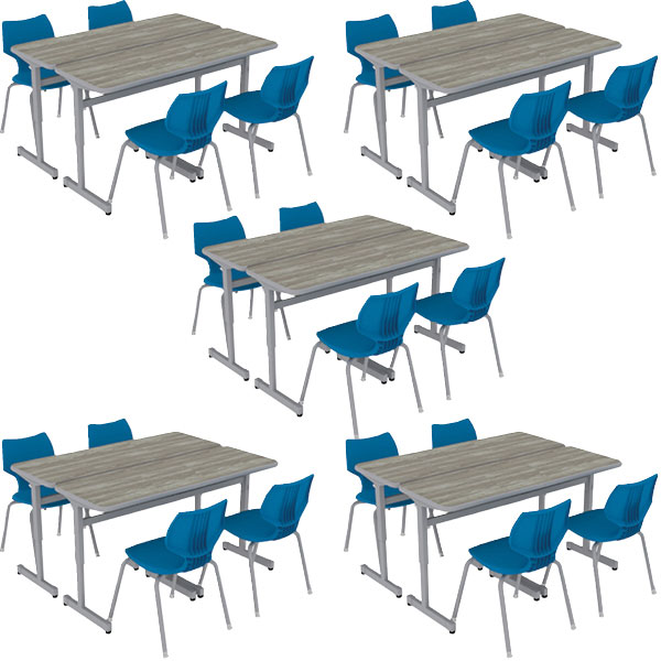 Silhouette Student Desk Bundle - Ten Double Desks + Twenty Flavors Chairs by Smith System