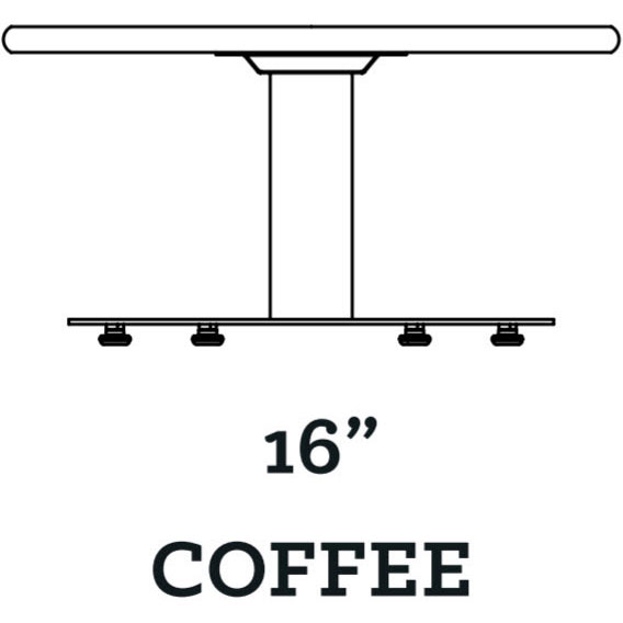Smith System Café Table - Rectangle Top, Circular Bases (16"H - Floor/Coffee Table Height)