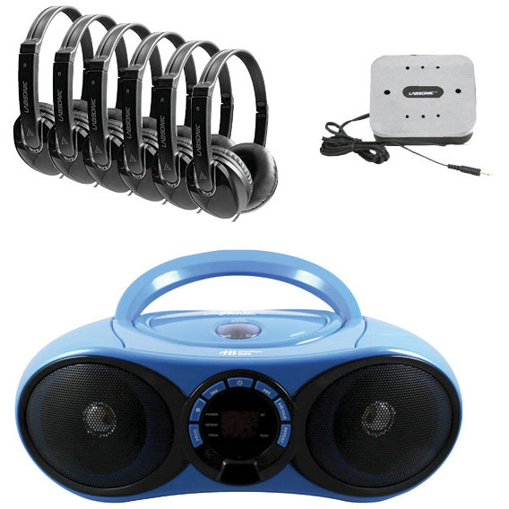 Bluetooth Boombox Listening Center with 6x LS275 Headphones