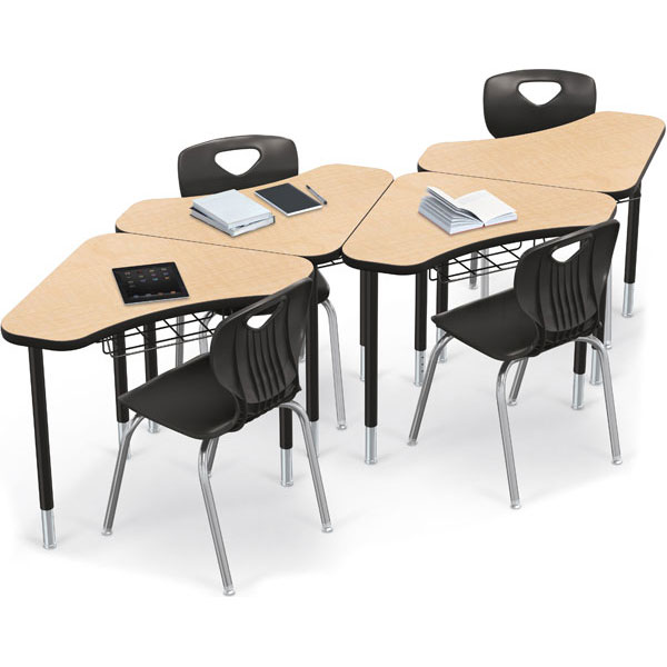 Boomerang Desk Bundle - Six Desks + Six 16"H Hierarchy Chairs by Mooreco