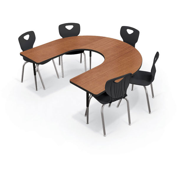 Mooreco Dry Erase Activity Table Horseshoe (66'' W x 60'' D) - 90527-W-MRKR, Collaborative Desks