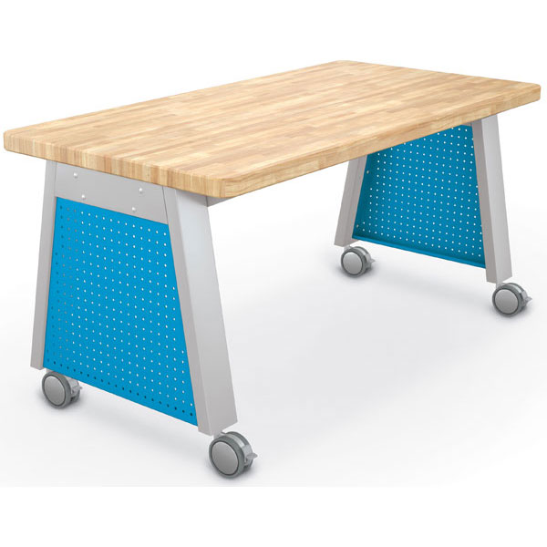 Compass Makerspace Table with Butcher Block Top - 60"W x 30"D x 29.6"H by Mooreco