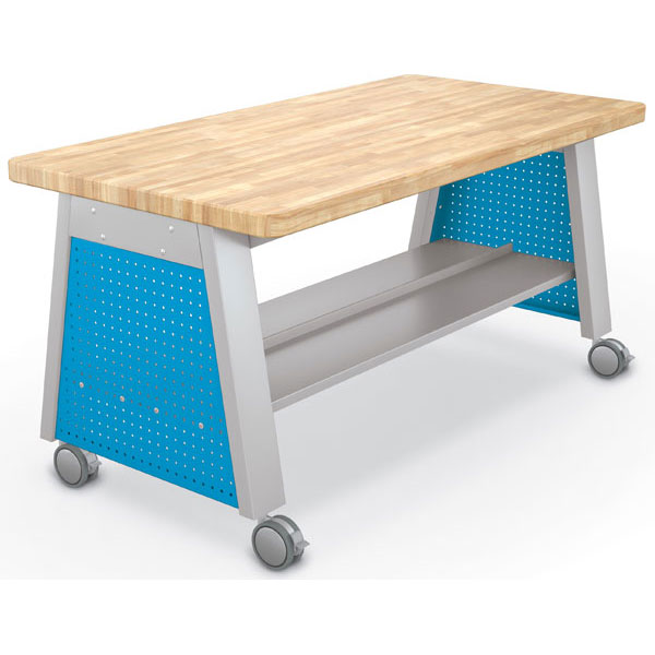 Compass Makerspace Table with Butcher Block Top - 60"W x 30"D x 29.6"H by Mooreco