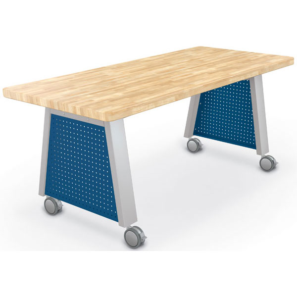 Compass Makerspace Table with Butcher Block Top - 72"W x 30"D x 29.6"H by Mooreco