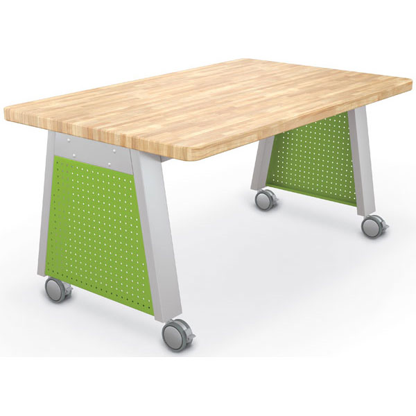 Compass Makerspace Table with Butcher Block Top - 60"W x 36"D x 29.6"H by Mooreco