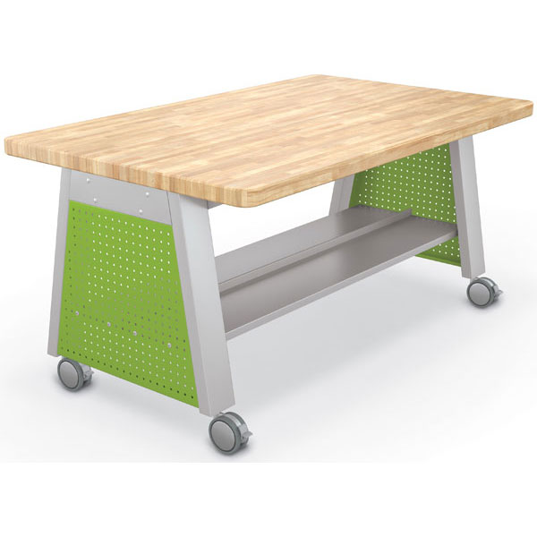 Compass Makerspace Table with Butcher Block Top - 60"W x 36"D x 29.6"H by Mooreco