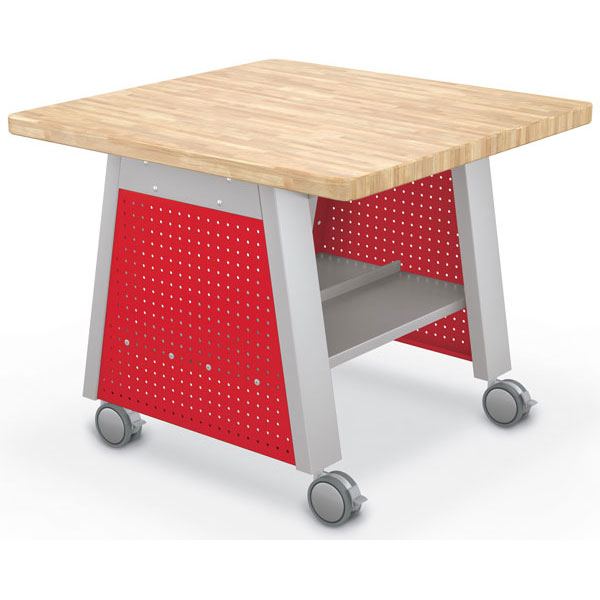 Compass Makerspace Table with Butcher Block Top - 36"W x 36"D x 29.6"H by Mooreco