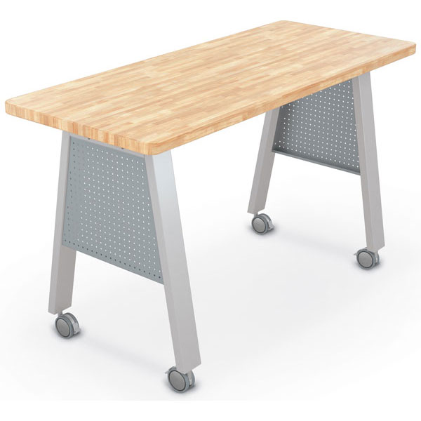 Compass Makerspace Table with Butcher Block Top - 72"W x 30"D x 42.6"H by Mooreco