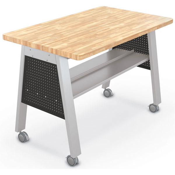 Compass Makerspace Table with Butcher Block Top - 60"W x 36"D x 42.6"H by Mooreco