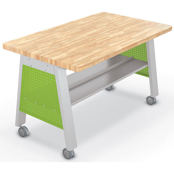 Compass Makerspace Table with Butcher Block Top - 60"W x 36"D x 36.6"H by Mooreco