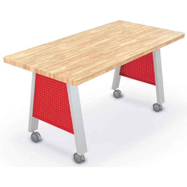 Compass Makerspace Table with Butcher Block Top - 72"W x 36"D x 36.6"H by Mooreco