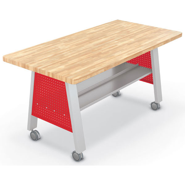 Compass Makerspace Table with Butcher Block Top - 72"W x 36"D x 36.6"H by Mooreco