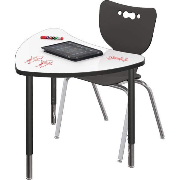 Large Chevron Dry Erase Desk Bundle - Six Desks + Six 16"H Hierarchy Chairs by Mooreco