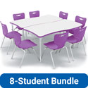 Creator Dry Erase Table Bundle - 2x Wavy Rectangle Tables + 8x Hierarchy Chairs by Mooreco