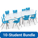 Creator Dry Erase Table Bundle - 4x Triangle Tables + 10x Hierarchy Chairs by Mooreco
