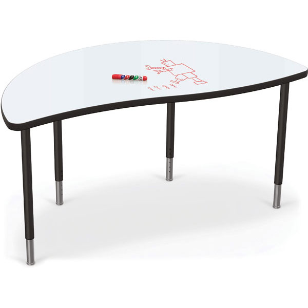 Creator Dry Erase Table Bundle - 1x Wavy Rectangle Table + 2x Half Round Tables + 8x 16" Hierarchy Chairs by Mooreco