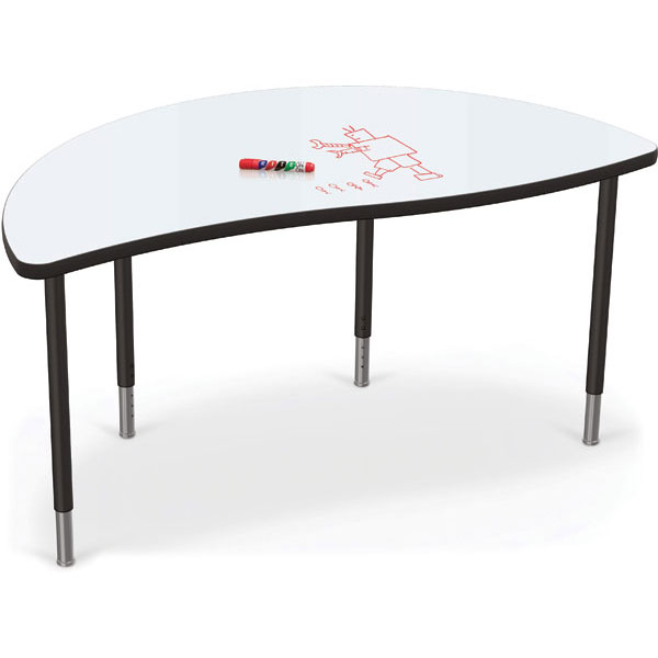 Creator Dry Erase Table Bundle - 1x Wavy Rectangle Table + 2x Half Round Tables + 8x 18" Hierarchy Chairs by Mooreco