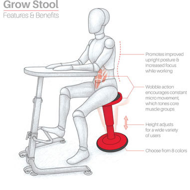 Hierarchy Grow Stool, Short, Swiveling by Mooreco