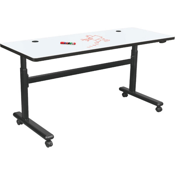 Height Adjustable Flipper Dry Erase Table - 60"W x 24"D Rectangle (28.5" to 45"H) by Mooreco