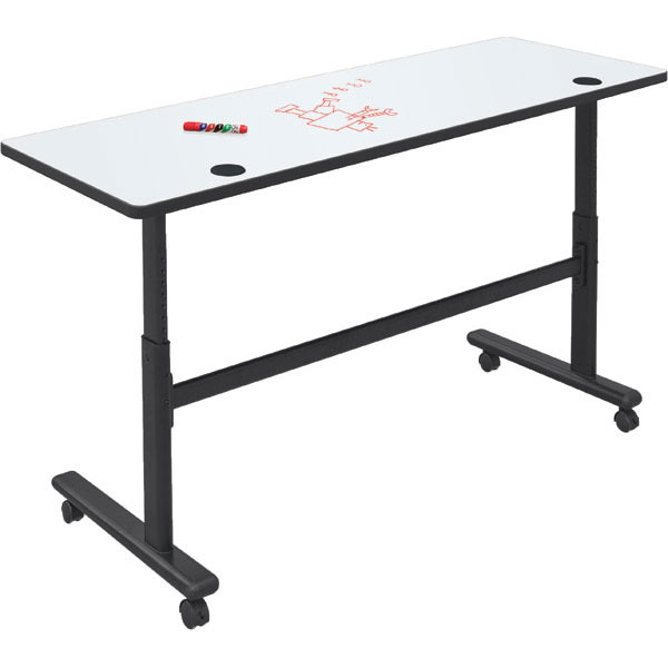 Height Adjustable Flipper Dry Erase Table - 60"W x 24"D Rectangle (28.5" to 45"H) by Mooreco
