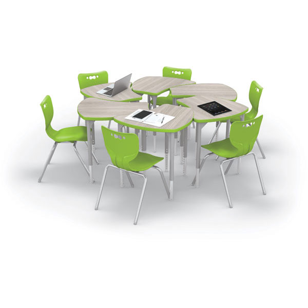 Small Shapes Desk Bundle - Six Desks + Six 18"H Hierarchy Chairs by Mooreco