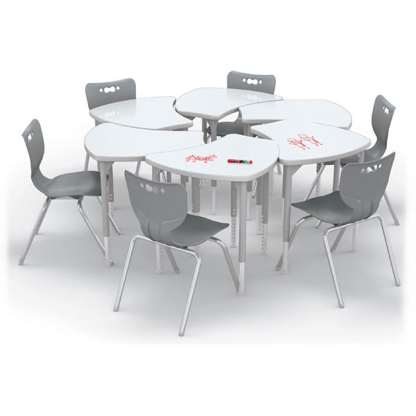 Small Shapes Dry Erase Desk Bundle - Six Desks + Six 18"H Hierarchy Chairs by Mooreco