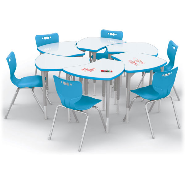 Mooreco Dry Erase Activity Table Horseshoe (66'' W x 60'' D) - 90527-W-MRKR, Collaborative Desks