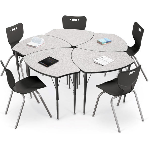 Economy Shapes Desk Bundle - Five Desks + Five 18"H Hierarchy Chairs by Mooreco
