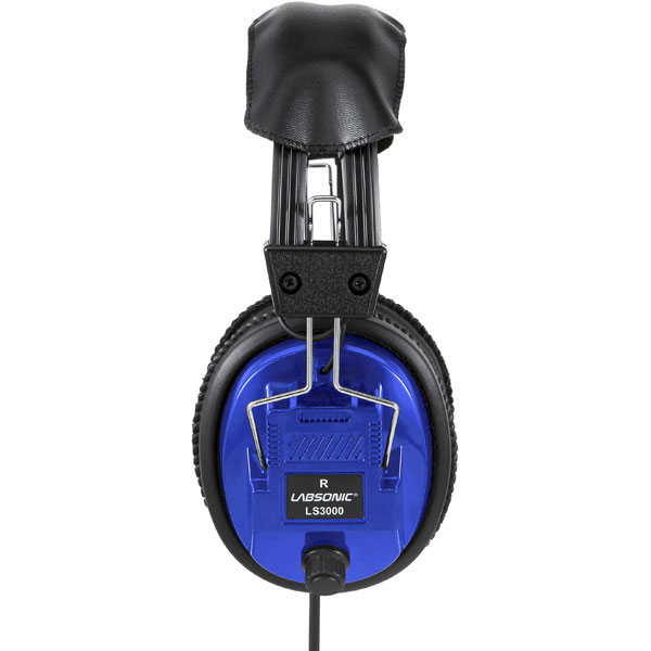 Labsonic LS3000 Classic School Headphones with Blue Earcups - Stereo to Mono Switchable