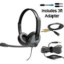 Labsonic LS375T-12P-3 School Headset - Single Plug with 3ft Dual Plug Adapter