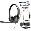Labsonic LS375T-12P-6 School Headset - Single Plug with 6in Dual Plug Adapter