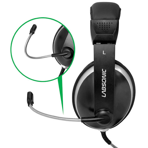 Labsonic LS9000MC-21P-6 School Headset - Dual Plug with Single Plug Adapter