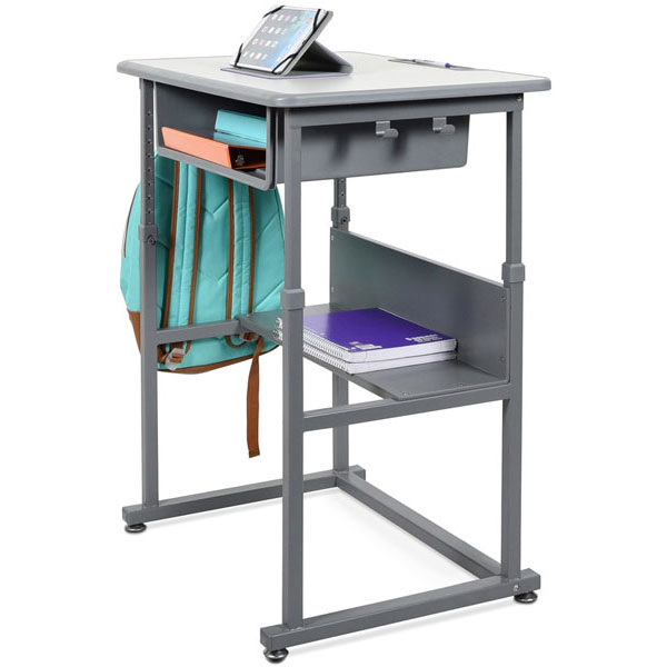 Luxor Sit/Stand Student Desk with Manual Height Adjustment