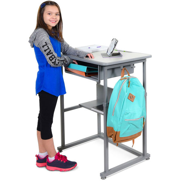 Luxor Sit/Stand Student Desk with Manual Height Adjustment
