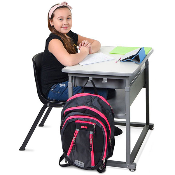 Luxor Sit/Stand Student Desk with Manual Height Adjustment