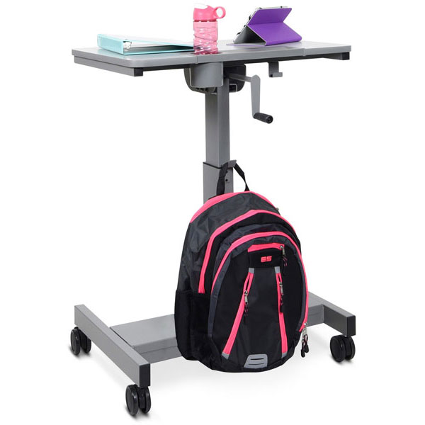Luxor Sit/Stand Student Desk with Crank Handle Height Adjustment