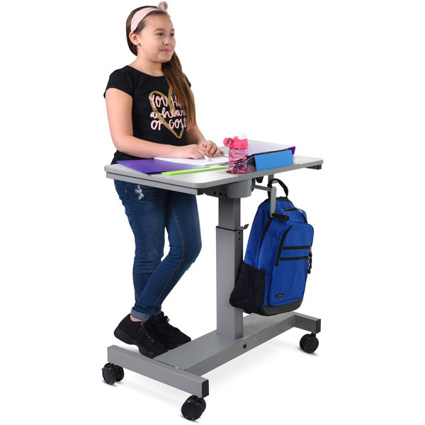 Luxor Sit/Stand Student Desk with Crank Handle Height Adjustment