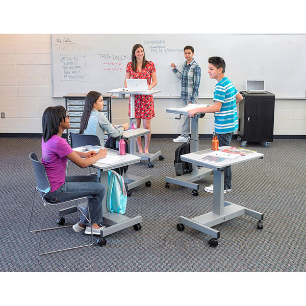 Luxor Sit/Stand Student Desk with Crank Handle Height Adjustment